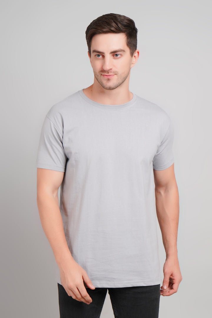 Men's Round Neck T-Shirt - Regular Fit, 220 GSM Cotton -Grey