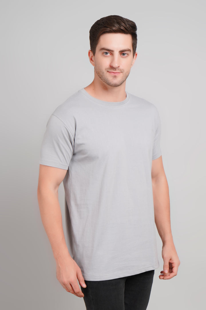 Men's Round Neck T-Shirt - Regular Fit, 220 GSM Cotton -Grey