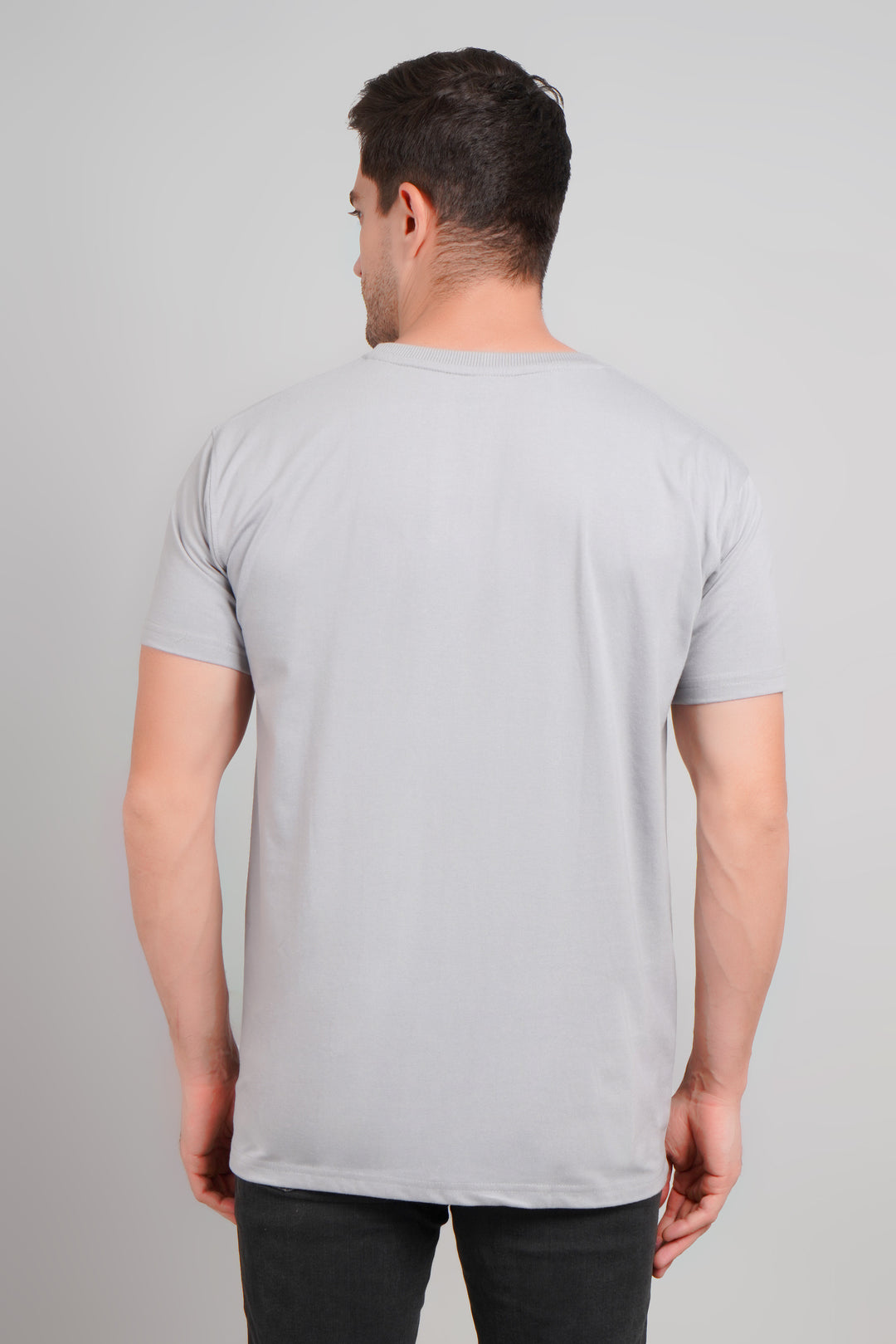 Men's Round Neck T-Shirt - Regular Fit, 220 GSM Cotton -Grey