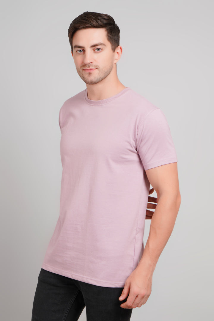 Men's Round Neck T-Shirt - Regular Fit, 220 GSM Cotton -Pink