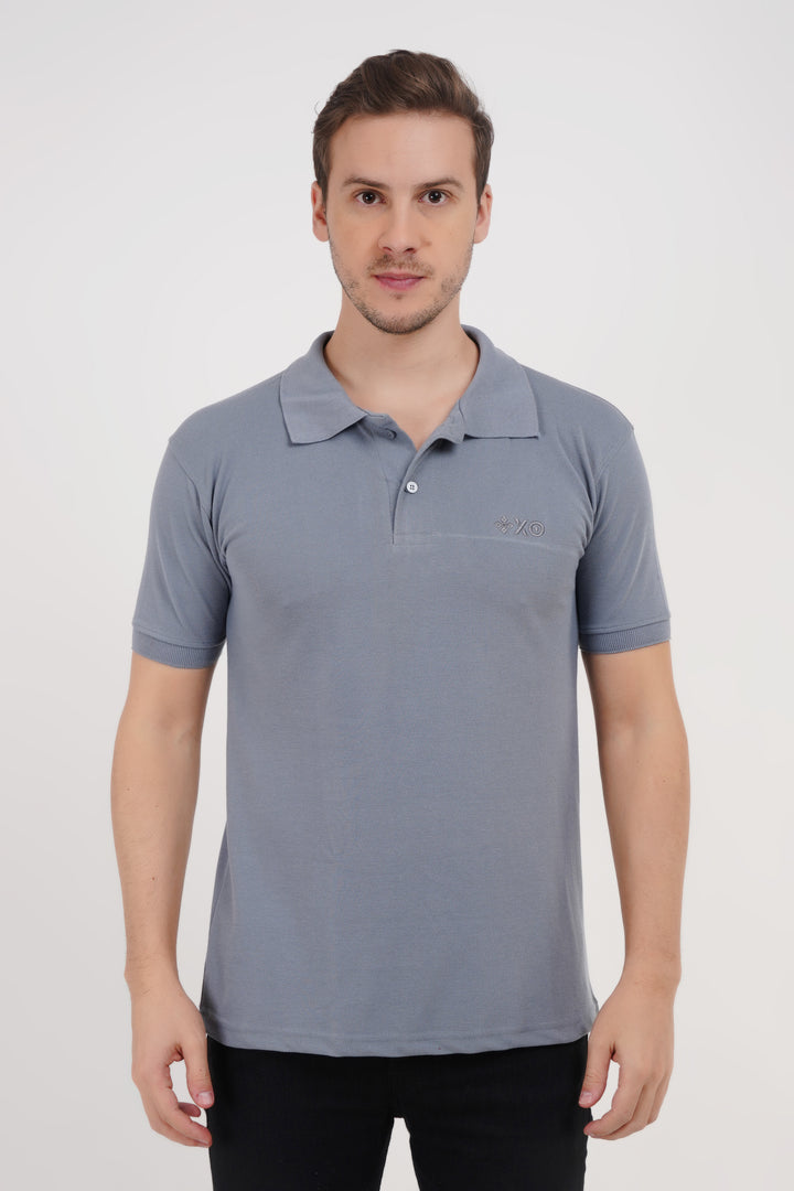 Polo Neck Grey T Shirt