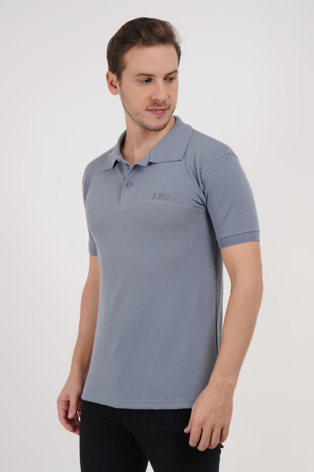 Polo Neck Grey T Shirt