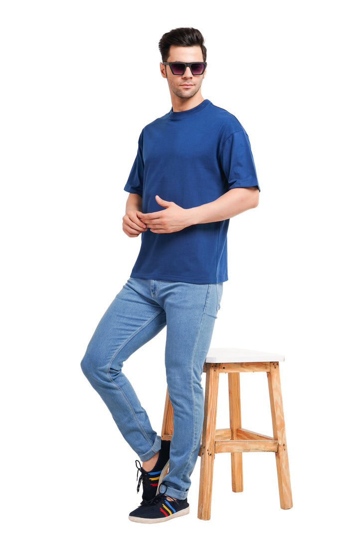 Over Sized fit 220 gsm Blue T Shirt