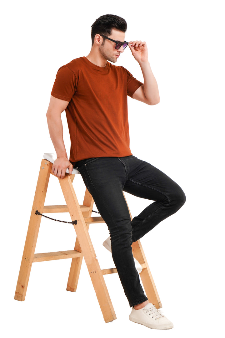 Round Neck regualr fit 180 gsm Light Brown T shirt